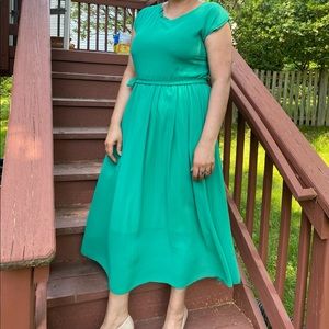 Green long dress